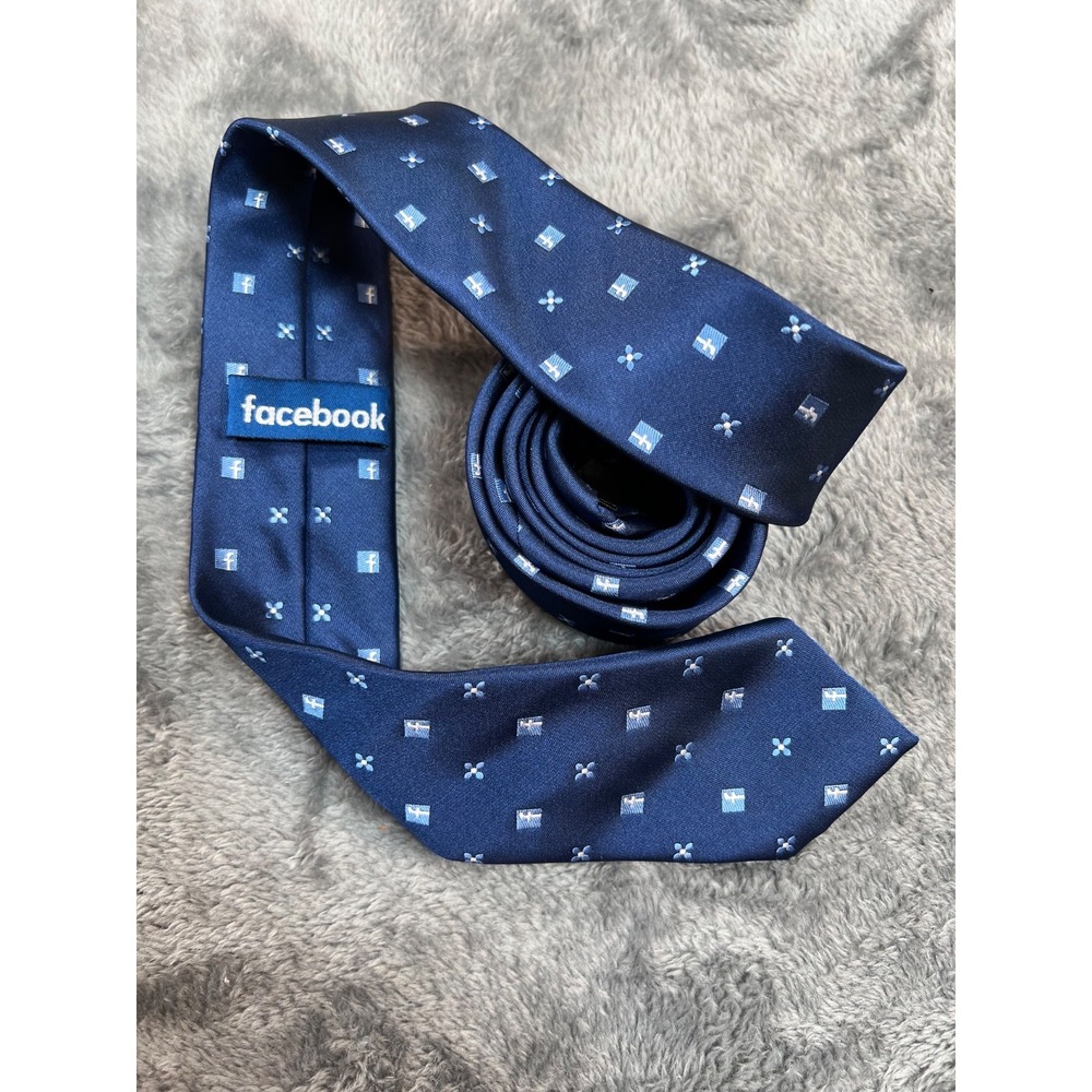Facebook Tie Logo Mens Promo Merch Blue 60" Vintage
